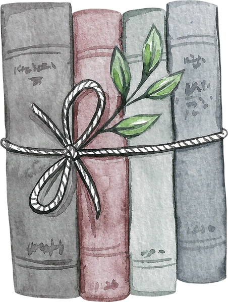 Watercolor stack of books